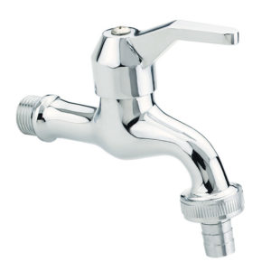 Rubinetto portagomma a parete cromato con leva corta - Idral